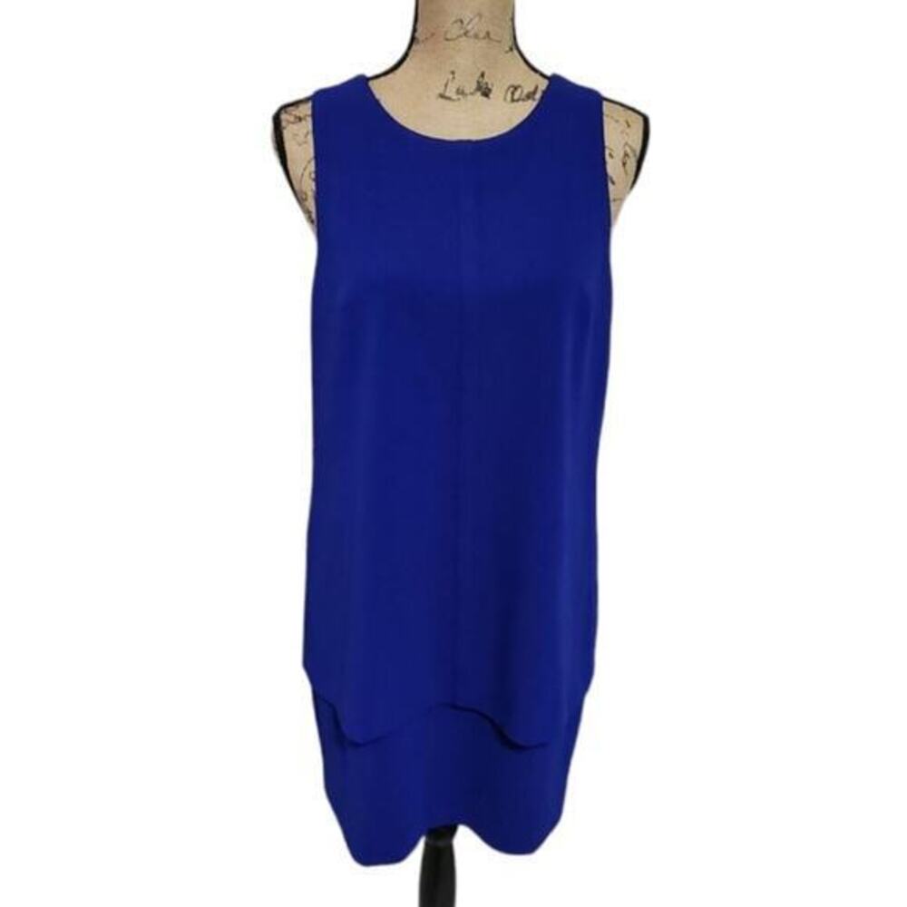 Cynthia Steffe Royal Blue Layered Exposed Zipper Sheath 60s Vibes dress Size 10
